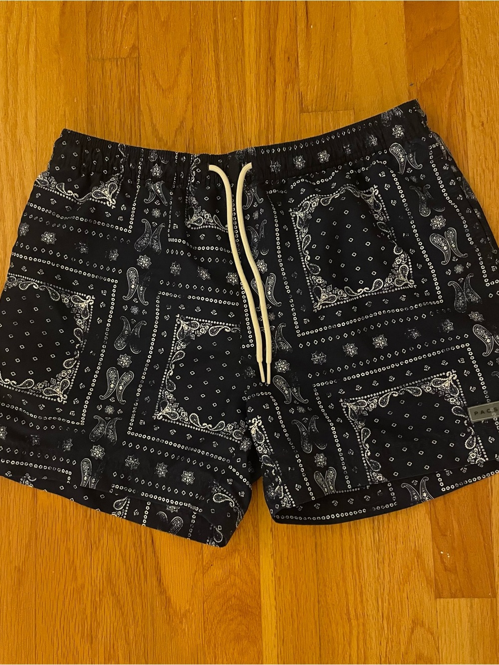 PacSun Navy Bandana Print Swim Trunks